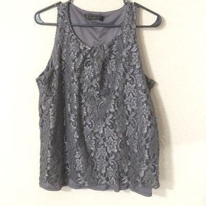 Grey Lace Sleeveless Top